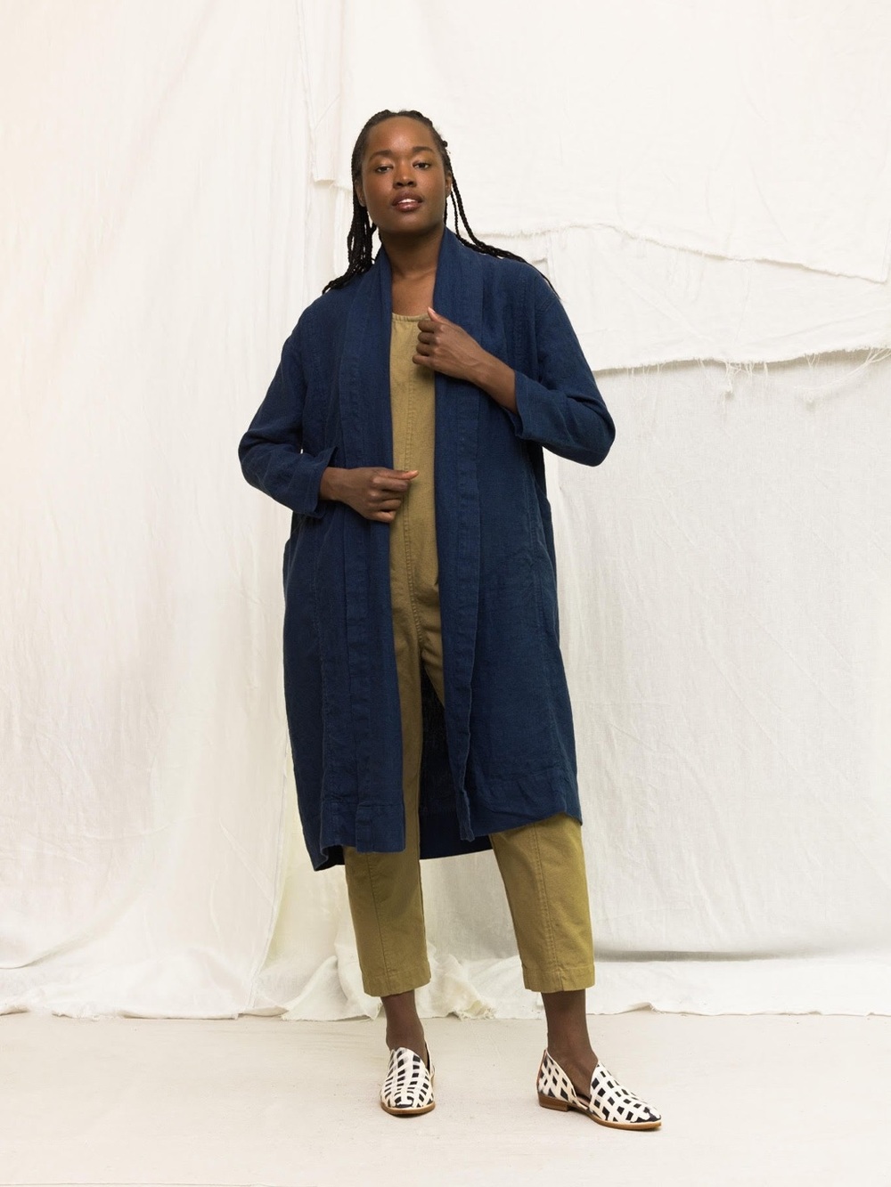 Elizabeth Suzann Clyde Jacket Long - Navy Linen